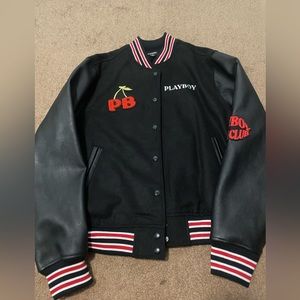 Playboy stitch lettering varsity jacket